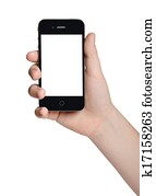 hand holding a black phone hand holding a black phone