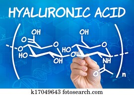 Hand with pen drawing the chemical formula of hyaluronic acid Hand with pen drawing the chemical formula of hyaluronic acid