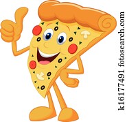 Happy pizza cartoon with thumb up Happy pizza cartoon with thumb up