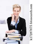 Hardworking attractive blond businesswoman