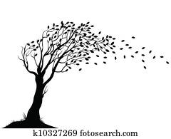 herbstliche, baum, silhouette herbstliche, baum, silhouette