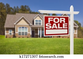 Home For Sale Sign in Front of New House