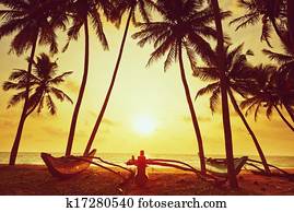 idyllic, pôr do sol