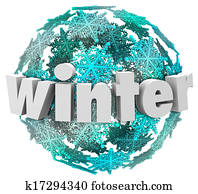 inverno, palavra, snowflake, neve bola, estação, mudança