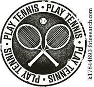 jogo, tênis, vindima, desporto, selo