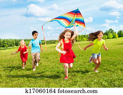 Kids run with kite Kids run with kite