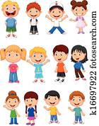 kindern, karikatur, sammlung, satz kindern, karikatur, sammlung, satz