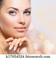 kráska, portrait., utešený, žriedlo, žena, dojímavý, jej, zeseed