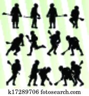 Lacrosse player in action vector background set Lacrosse player in action vector background set