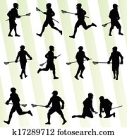 Lacrosse player in action vector background set Lacrosse player in action vector background set