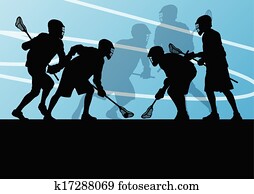 Lacrosse players active sports silhouettes background illustration Lacrosse players active sports silhouettes background illustration