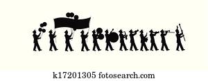 large marching band silhouete large marching band silhouete