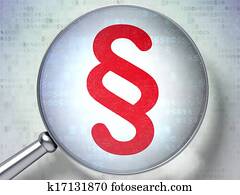 Law concept: Paragraph with optical glass on digital background Law concept: Paragraph with optical glass on digital background