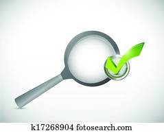 magnify glass and check mark approval illustration magnify glass and check mark approval illustration