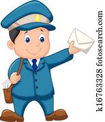 Mail carrier cartoon with bag and l Mail carrier cartoon with bag and l