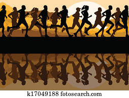 Man and women marathon runners Man and women marathon runners