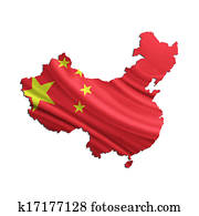 Map of China and Chinese flag 