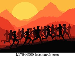 Marathon runners vector background Marathon runners vector background