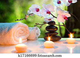 massagem, composição, spa, com, vela