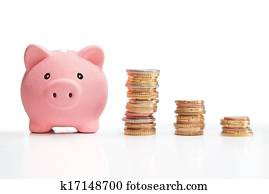 money saving and money tower 