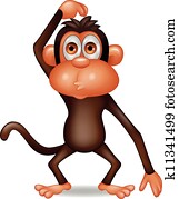 Monkey cartoon thinking Monkey cartoon thinking