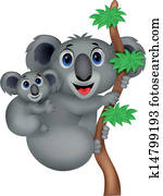 Mother and baby koala cartoon Mother and baby koala cartoon