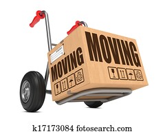 Moving - Cardboard Box on Hand Truck. Moving - Cardboard Box on Hand Truck.