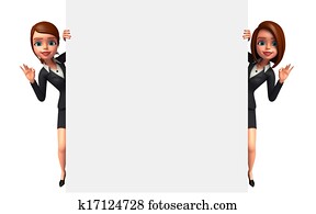 mujer de negocios, con, señal