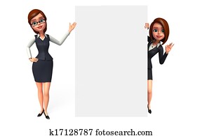 mujer de negocios, con, señal