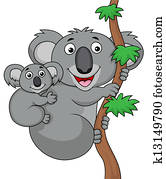 mãe bebê, koala