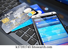 móvel, aterrando finanças, conceito