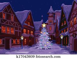 natal, noturna, em, cidade