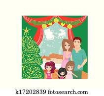 navidad de la familia, en casa