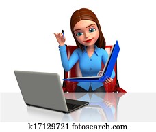 Office girl with laptop