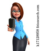 Office girl with mobile