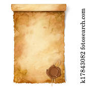 Old paper scroll with wax seal Old paper scroll with wax seal