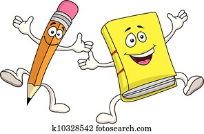 Pencil and book cartoon character Pencil and book cartoon character