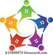 People House in Circle Logo Vector