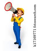 Plumber with loudspeaker Plumber with loudspeaker