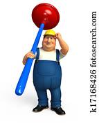 Plumber with toilet plunger Plumber with toilet plunger