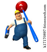 Plumber with toilet plunger Plumber with toilet plunger