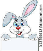 Rabbit with blank sign Rabbit with blank sign