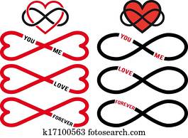 red infinity hearts, vector set red infinity hearts, vector set