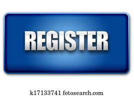 Register 3D Blue Button on White Background Register 3D Blue Button on White Background