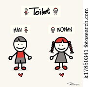 Restroom male and female sign vector illustration.