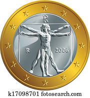 riadiť, talian, peniaze, zlato coin, 1 euro, (vitruvian, man)