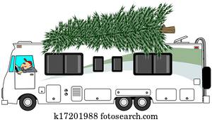 RV delivering a Christmas tree RV delivering a Christmas tree