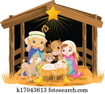 saint, famille, à, noël, nuit