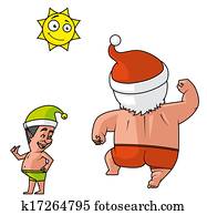 Santa and elves beach holiday