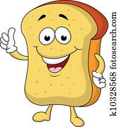 scheibe brot, karikatur, zeichen scheibe brot, karikatur, zeichen